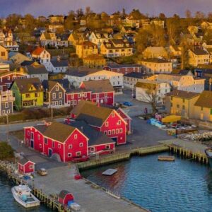 An aerial view of Lunenburg harbour - image by Tourism NS